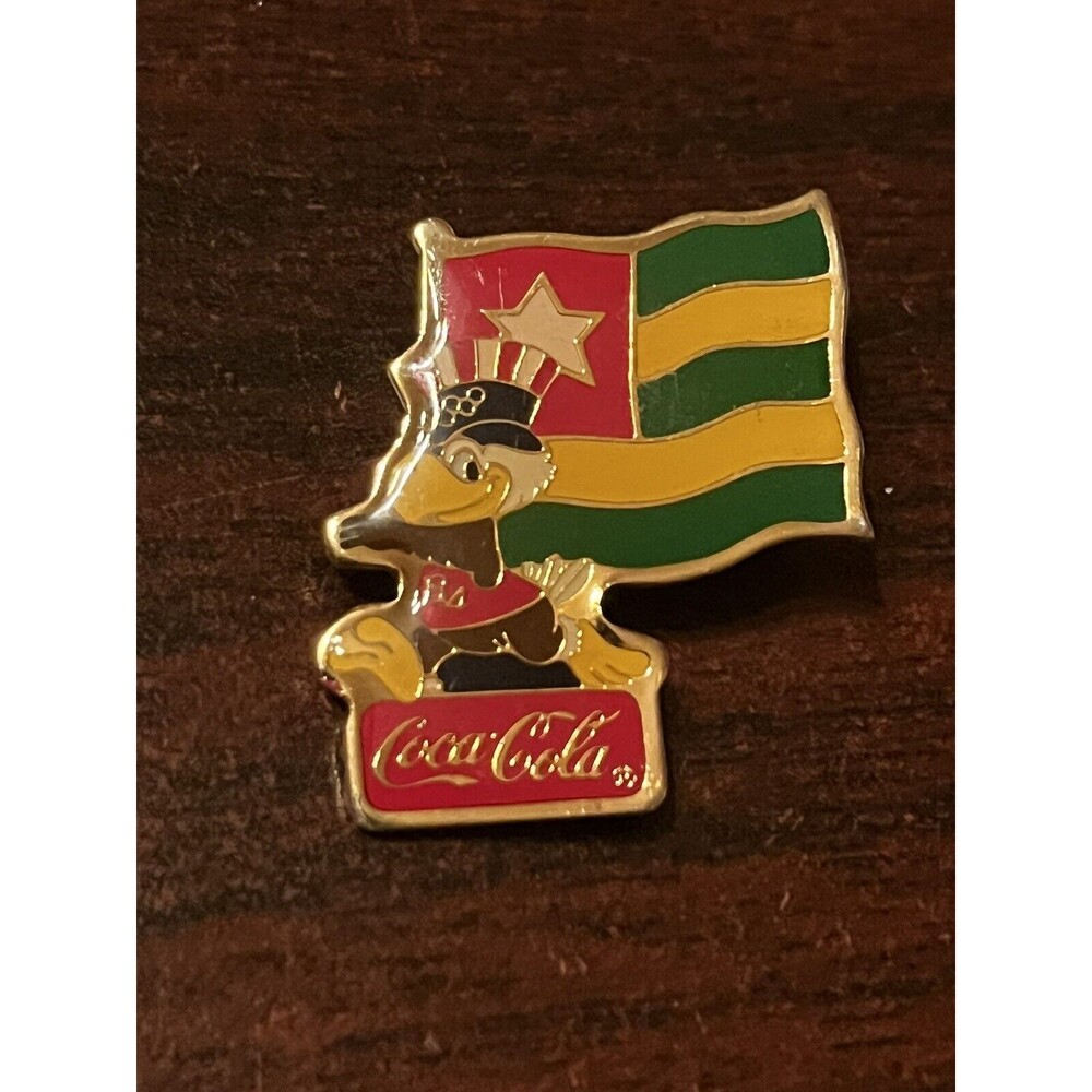 Vintage 1984 Los Angeles Olympics Coca Cola‎ Sam Eagle Togo Flag Lapel Pin